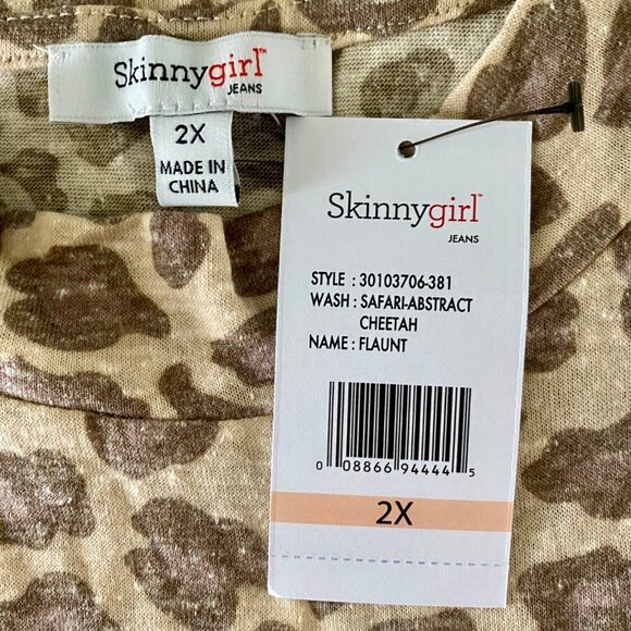 Skinnygirl Jeans Safari Abstract Cheetah Print Sleeveless Top 2X NEW NWT - Picture 7 of 10